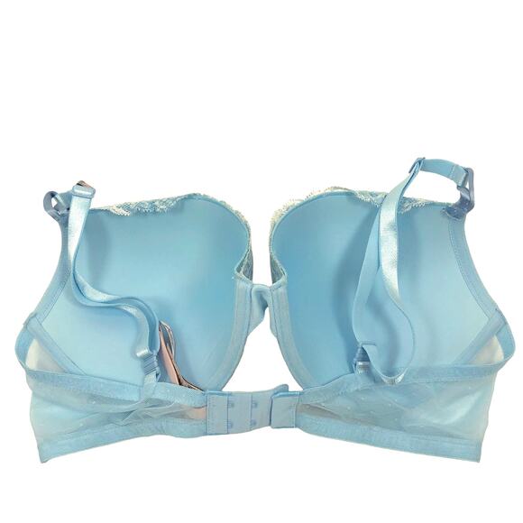 NEW Victoria's Secret Push Up Bra 38D Underwire Padded Mesh Lace Floral Blue VS - Picture 4 of 6